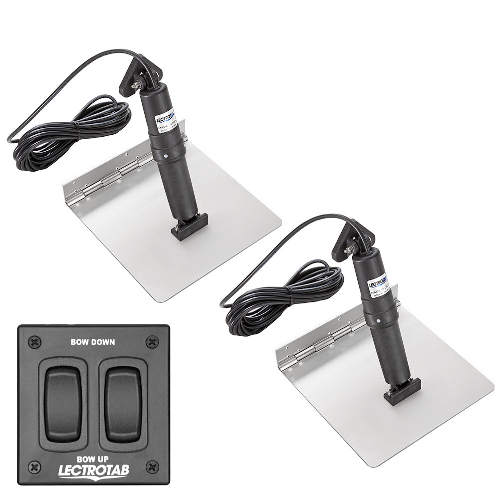 Lectrotab XKA stainless steel trim tab kit with rocker switch, 9x12 inches, for boat control and stability.
