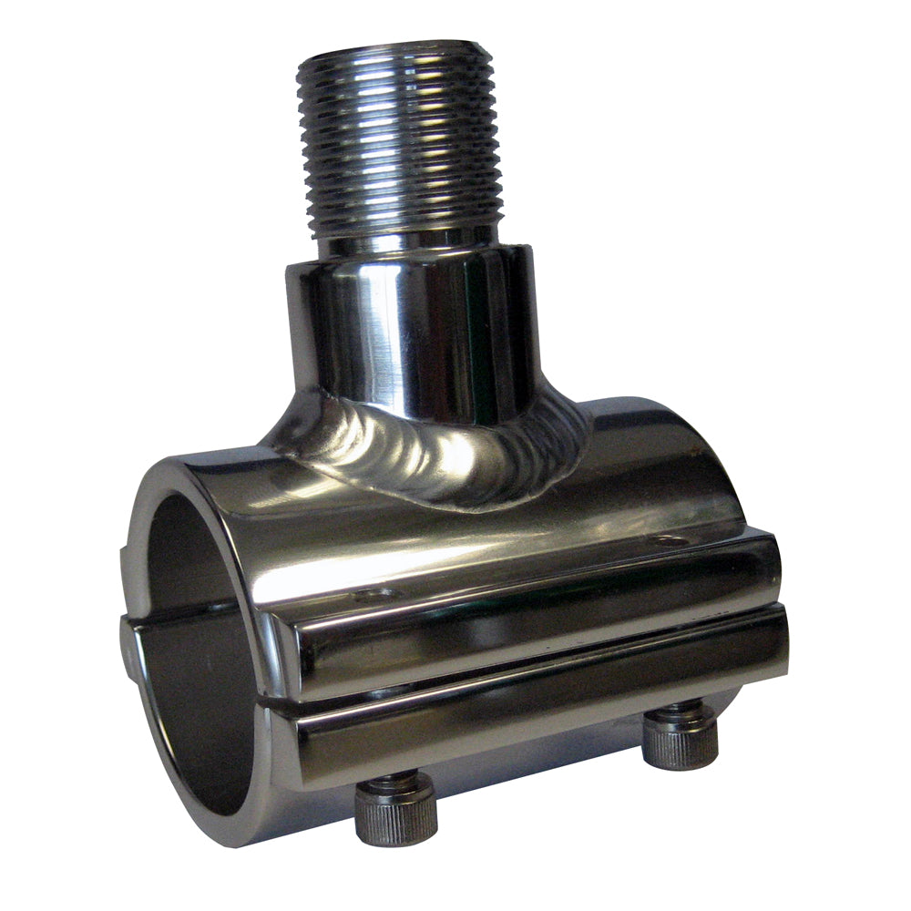 Lee's Clamp-On Antenna Mount on 1.315-inch pipe, suitable for boat or outdoor antenna installation, by Lee's Tackle.