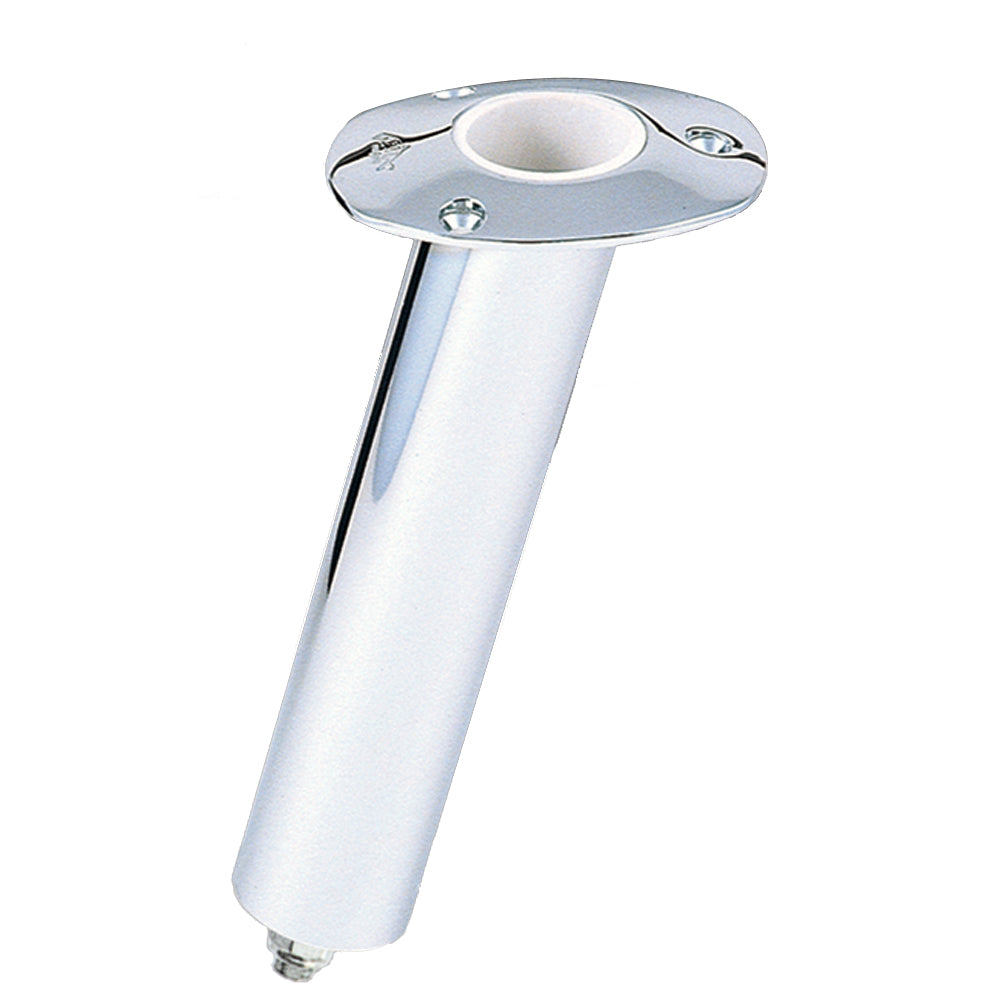 Lee's 15 Degree SS Flush Mount Swivel Base Rod Holder, 2x9 inches, durable stainless steel fishing rod holder with swivel base.