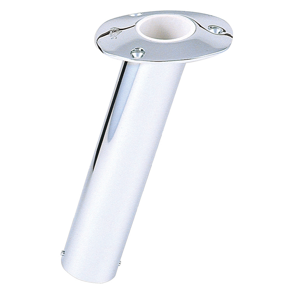 Lee's 15 Degree Stainless Steel Flush Mount Rod Holder with 2-inch O.D. for secure fishing rod storage on boats.