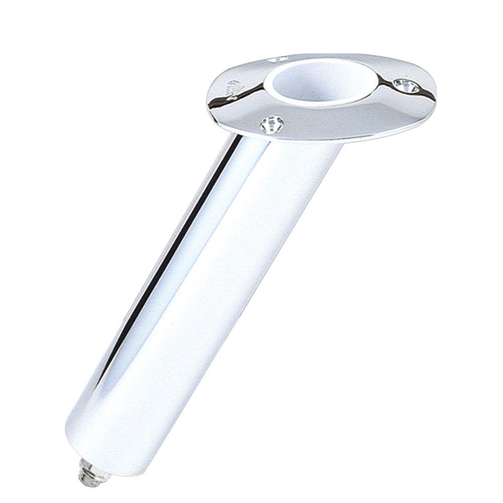 Lee's Tackle stainless steel 30-degree swivel base flush mount rod holder, 2.25-inch diameter, 10.5-inch tube, for fishing boats.