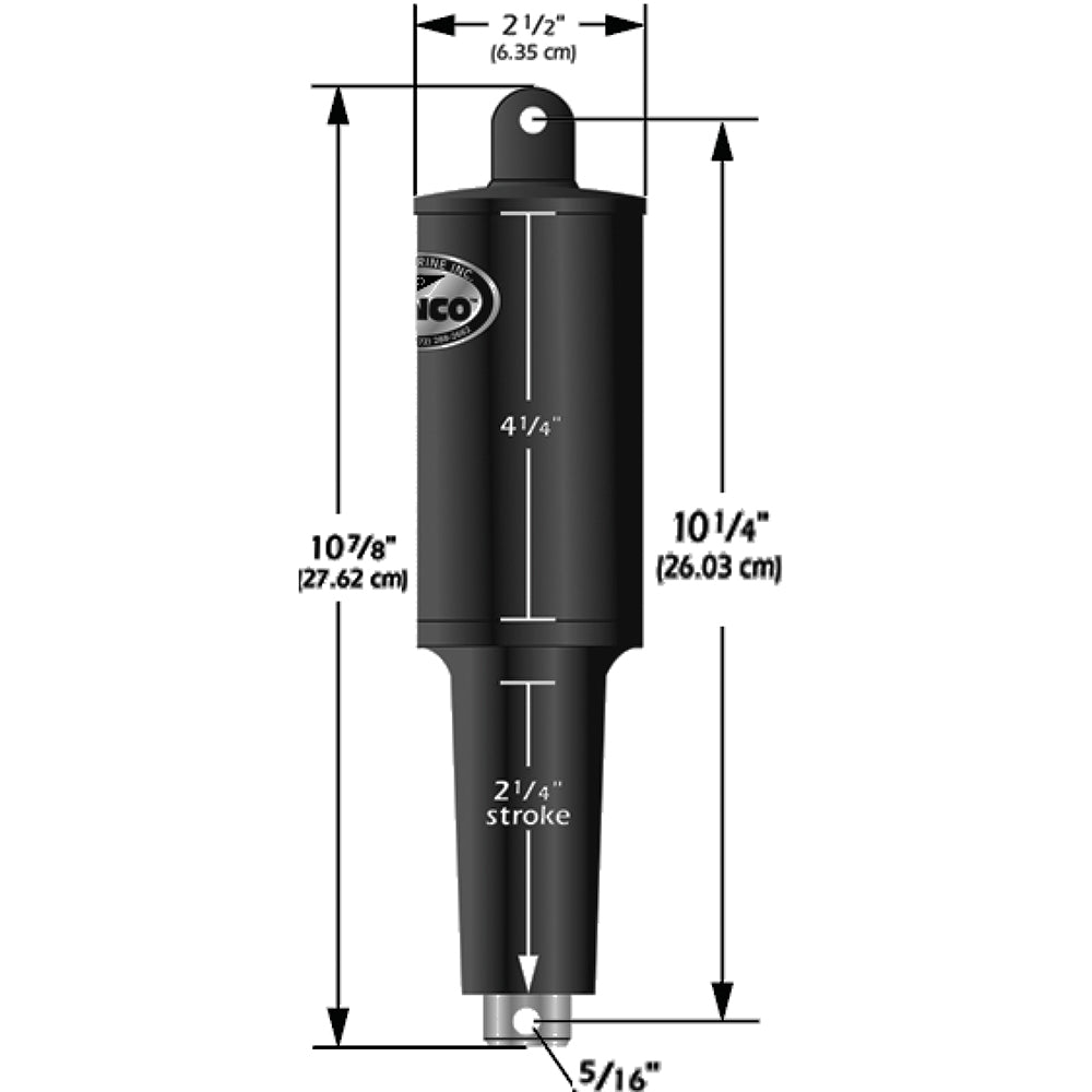 Lenco Marine 12V 1-1/4" stroke 5-lobe actuator for trim tabs, with 5/16" to 3/8" connection fittings, marine boat accessory