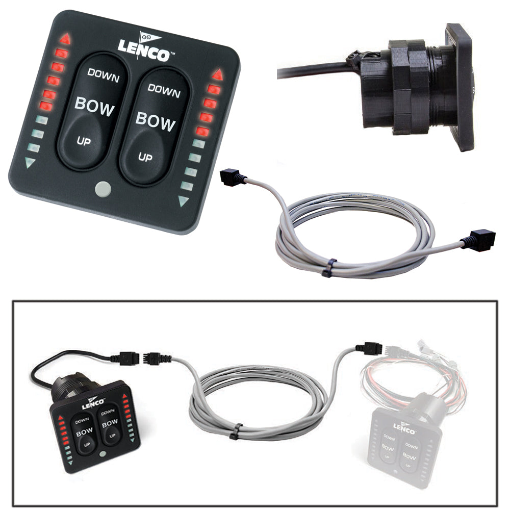 Lenco Marine Flybridge Kit with LED indicator key pad and integrated tactile switch for trim tab control on a boat.