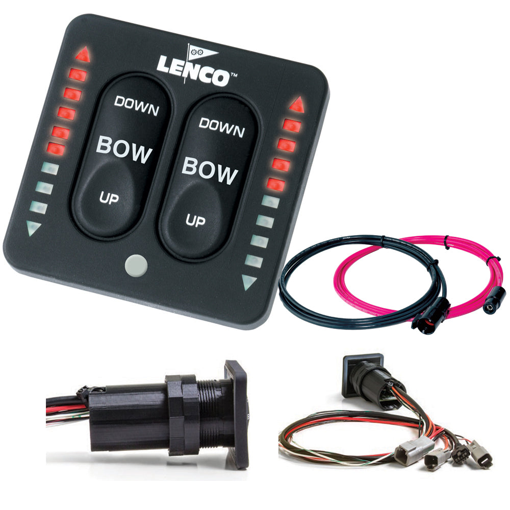 Lenco Marine LED indicator integrated tactile switch kit with pigtail for dual actuator trim tab systems, marine boat accessories