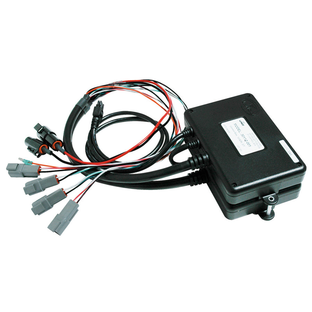 Lenco Marine replacement control box for 123DR-V2 trim tab accessories, shown in black with wiring connections.