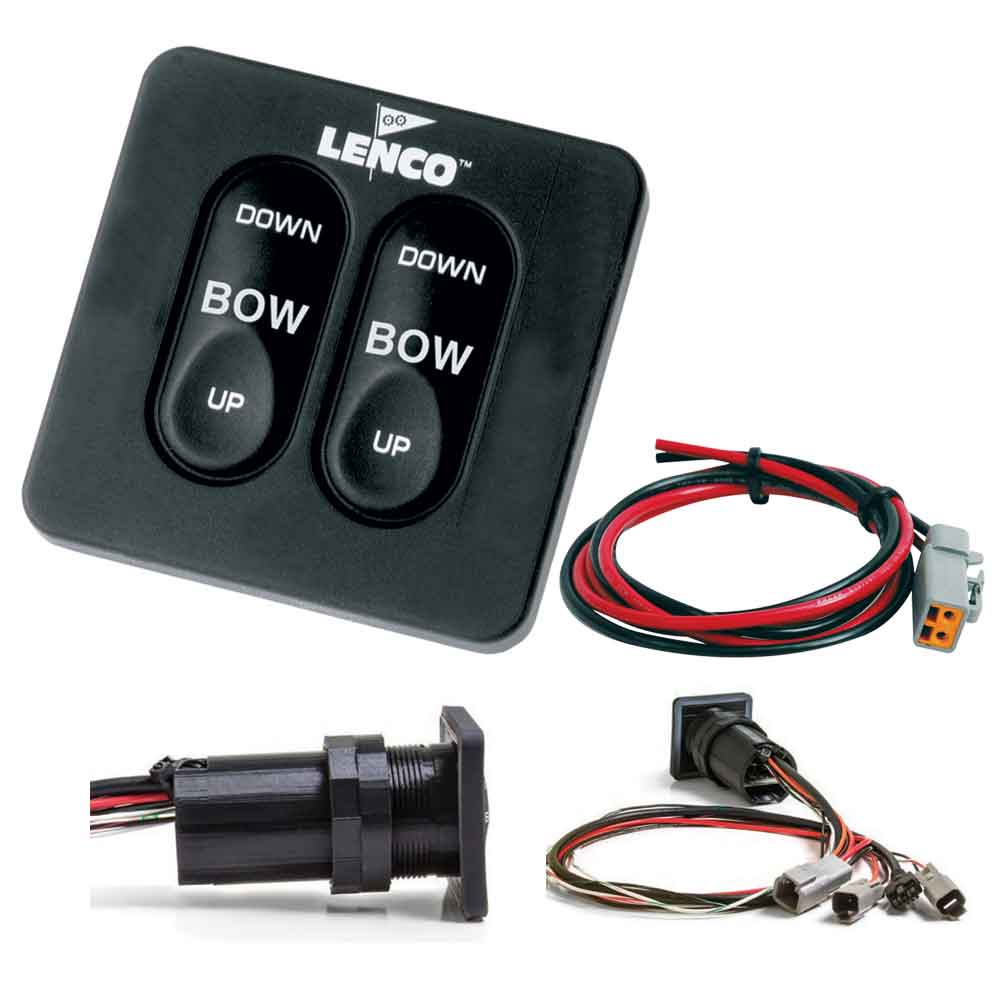 Lenco Marine standard integrated tactile switch kit with pigtail for single actuator systems, used as trim tab accessories.