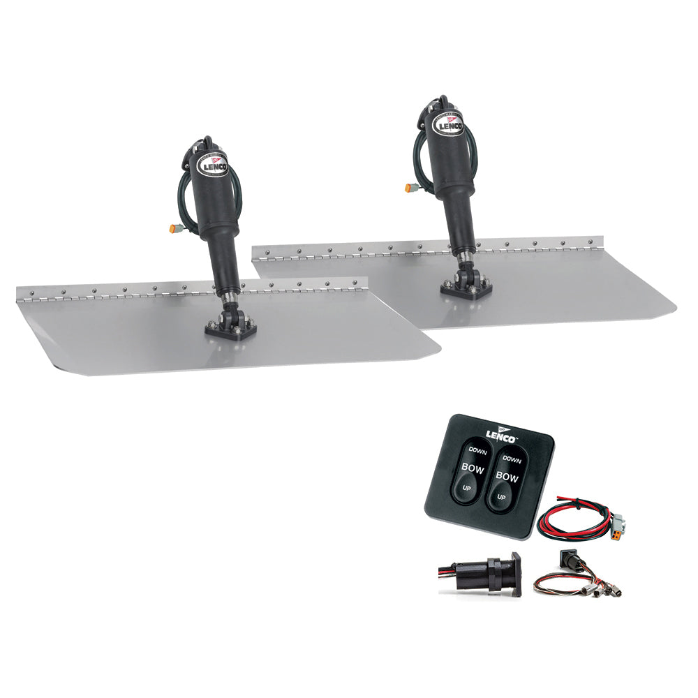 Lenco Marine 12x12-inch standard trim tab kit with integrated switch, 12V electric trim tabs for boat stabilization.