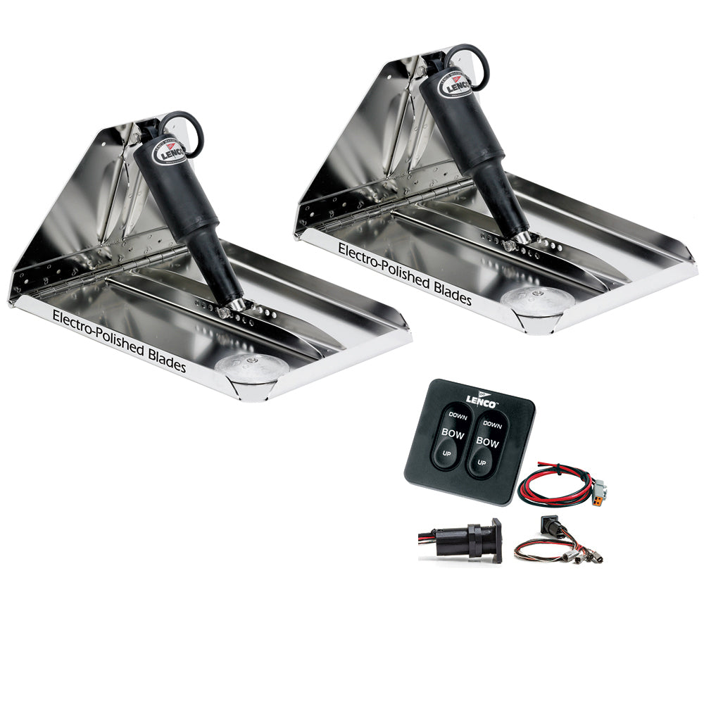 Lenco Marine 16x12 Heavy Duty Performance Trim Tab Kit with tactile switch, suitable for boat trimming, 12V system.