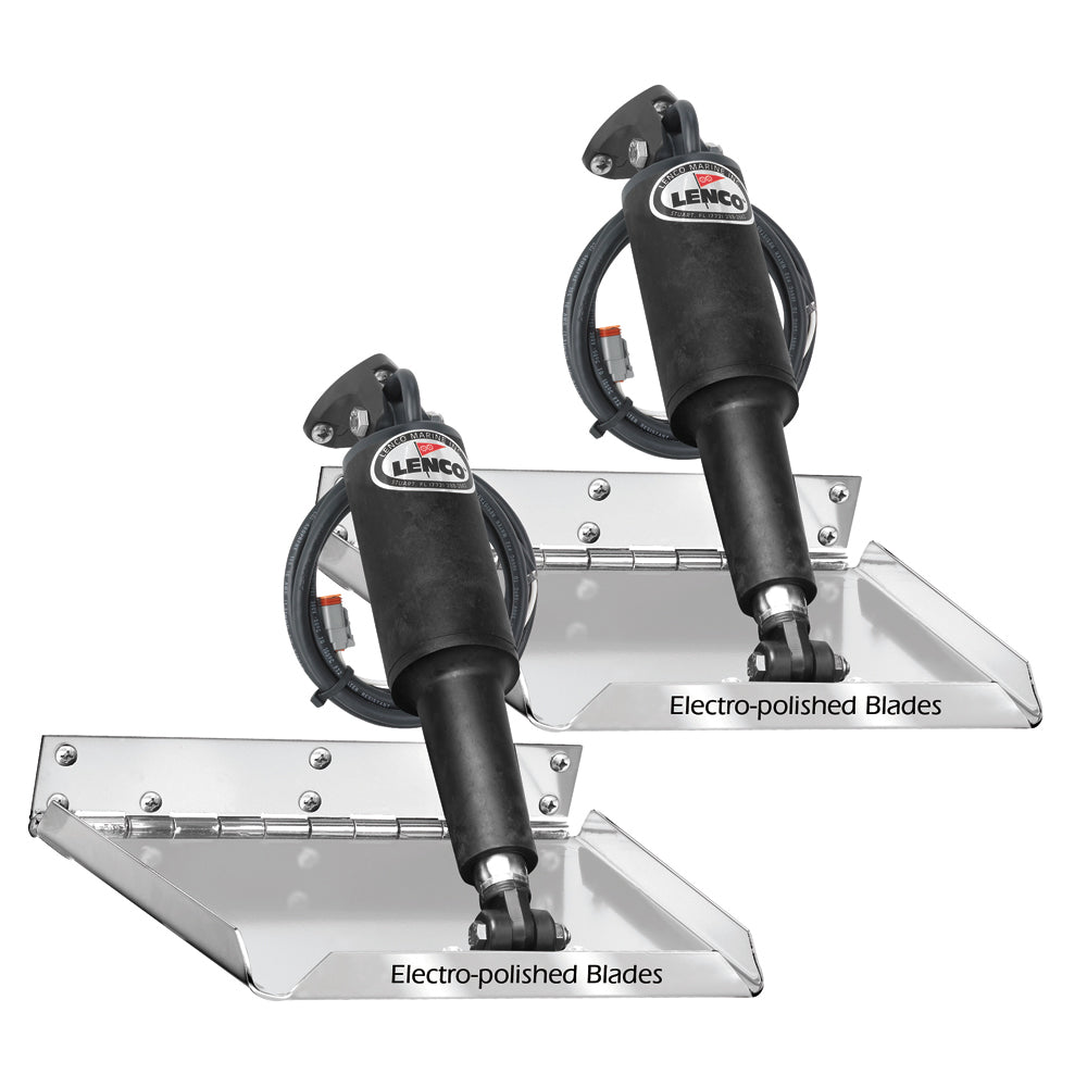 Lenco Marine 18x14 standard performance trim tab kit without switch, 12V, featuring metal components and hydraulic actuator.