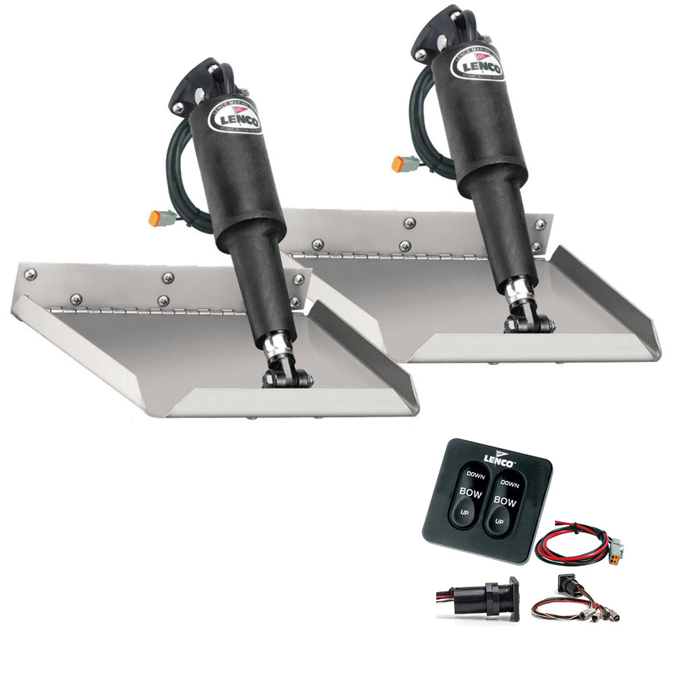 Lenco Marine 9x9 inch edgemount trim tab kit with standard tactile switch, designed for 12V boat applications