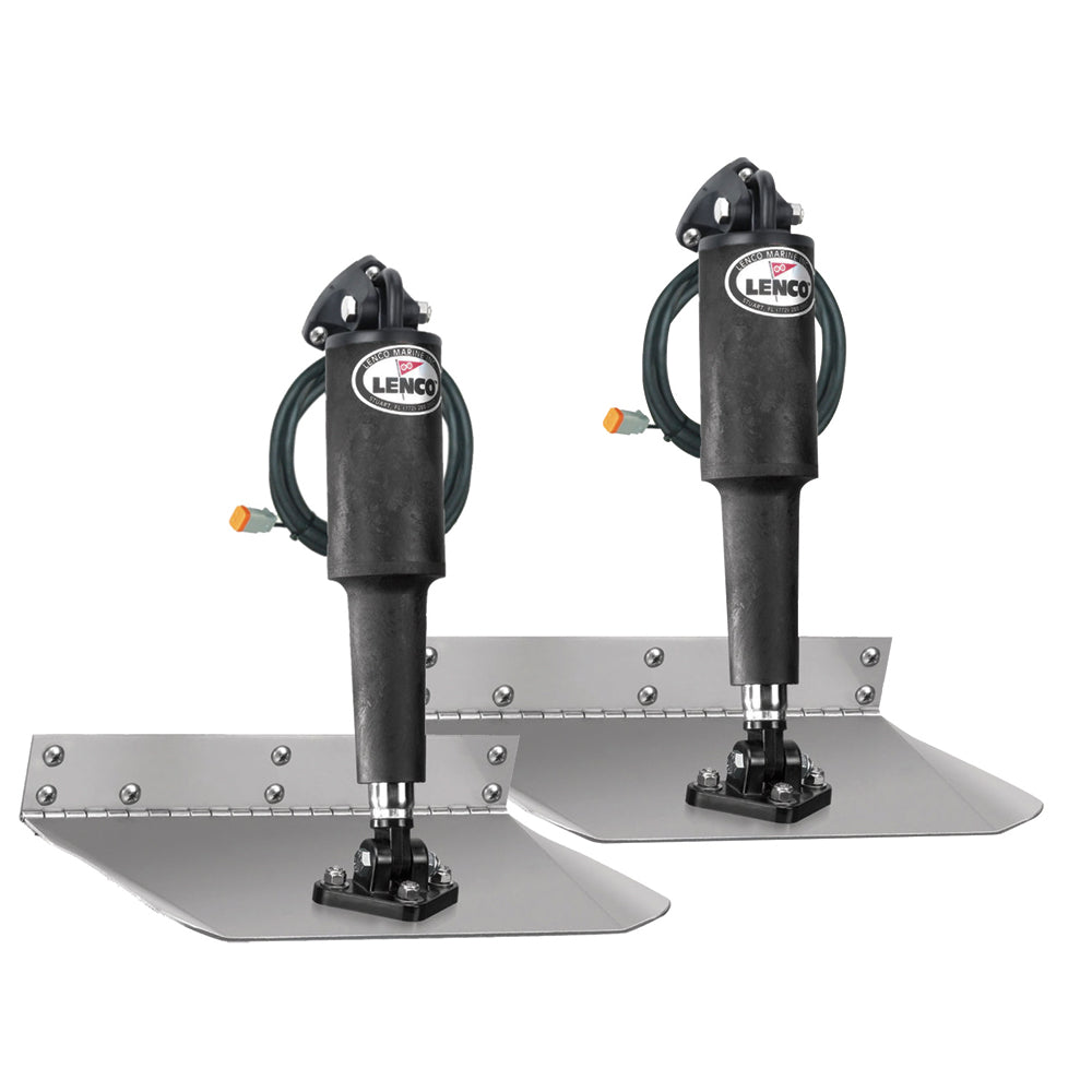 Lenco Marine 9x9-inch standard trim tab kit without switch for 12V boats, showing metal trim tab components.
