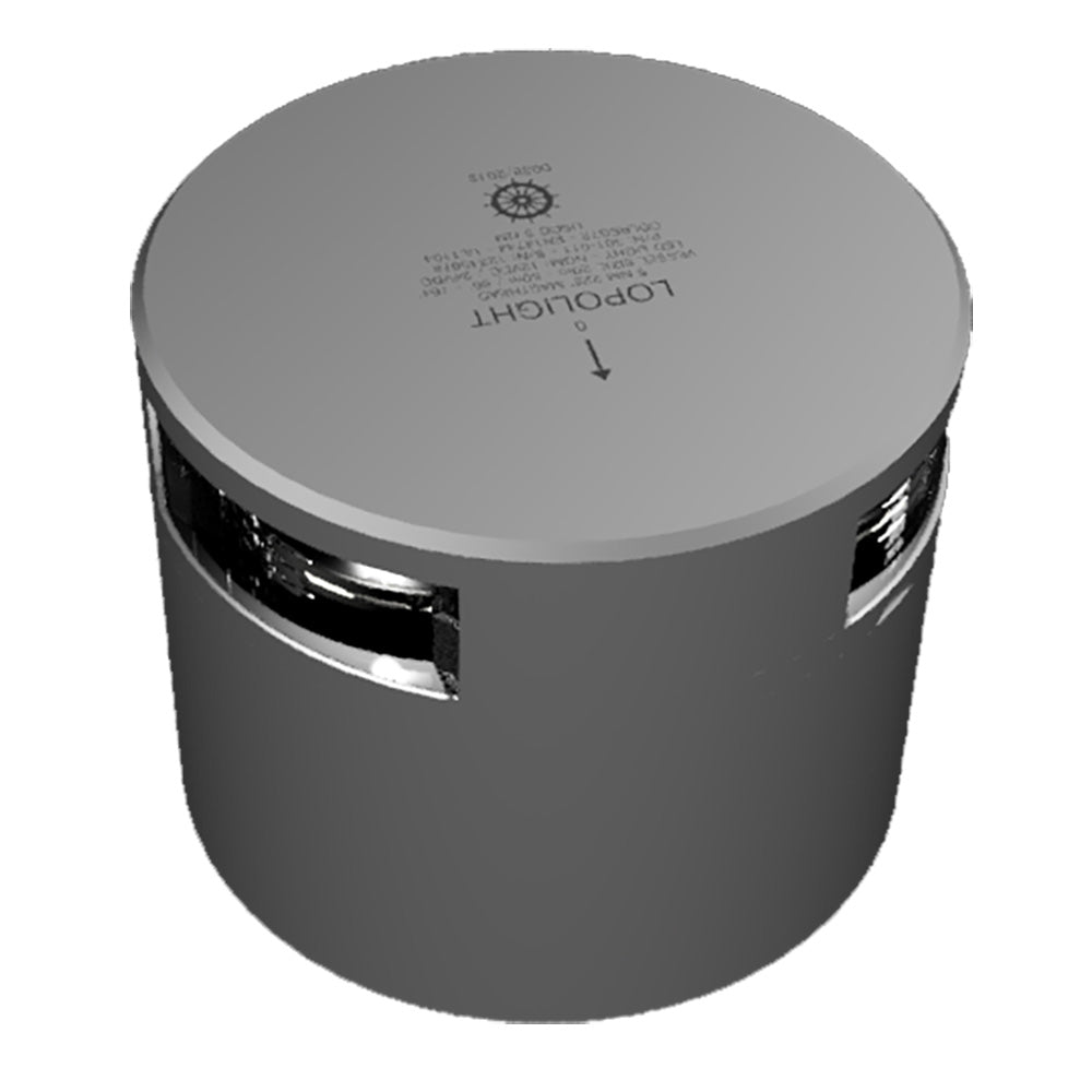 Lopolight Series 301-011KL masthead navigation light with white housing, silver finish, horizontal mount, 5 nautical mile visibility