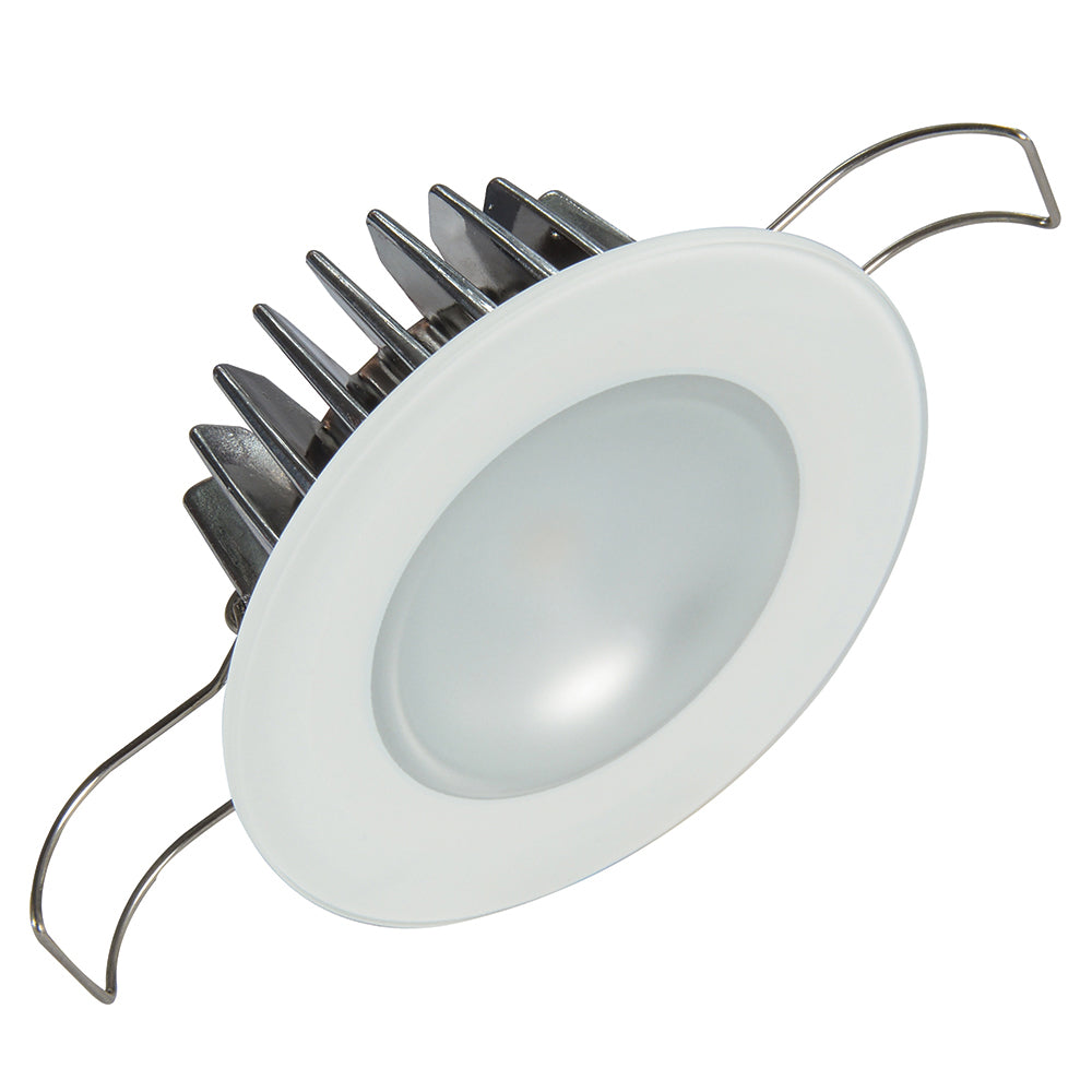 Lumitec Mirage RGBW flush mount down light with glass bezel, dome style, showcasing spectrum lighting and sleek design.
