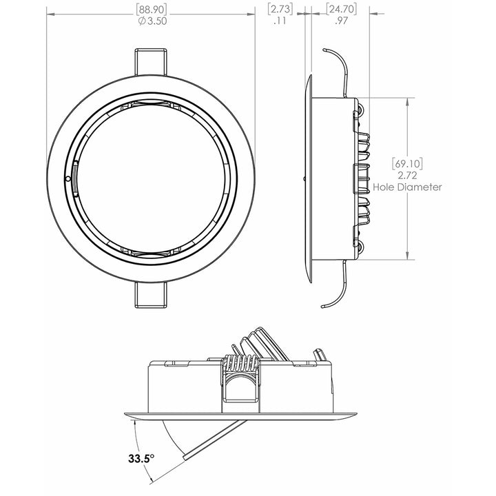 Lumitec Mirage RGBW down light with white bezel, adjustable positionable dome light for spectrum lighting and dimming.