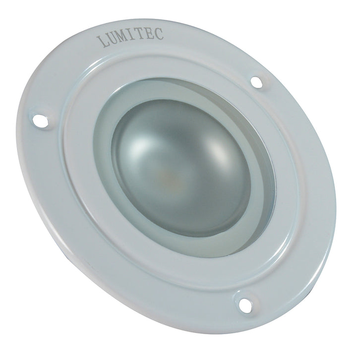 Lumitec Shadow flush mount down light with white finish and Spectrum RGBW LED, ideal for modern dome or down lighting.