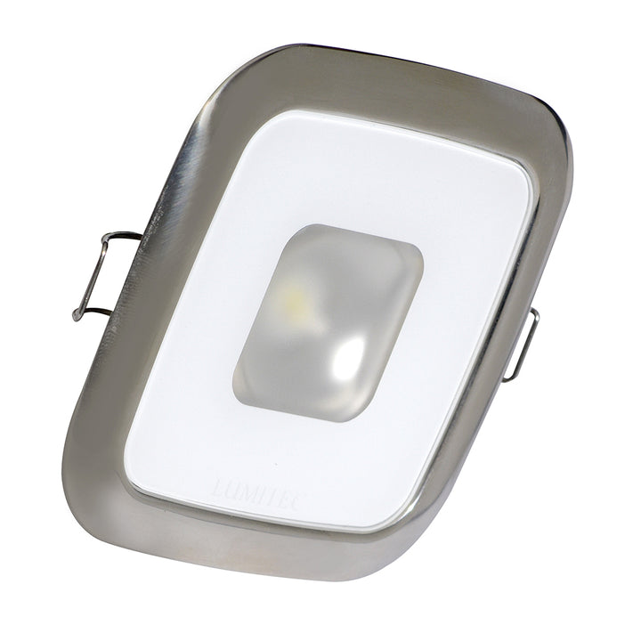 Lumitec Square Mirage Down Light with Spectrum RGBW dimming and polished bezel, designed for modern dome and down lighting.