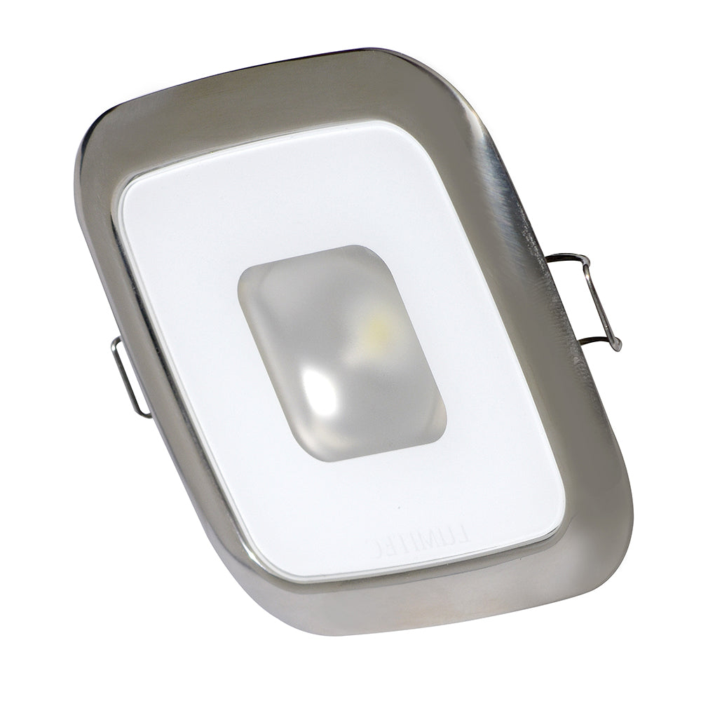 Lumitec Square Mirage Down Light with Spectrum RGBW dimming and polished bezel for modern dome or down lighting.