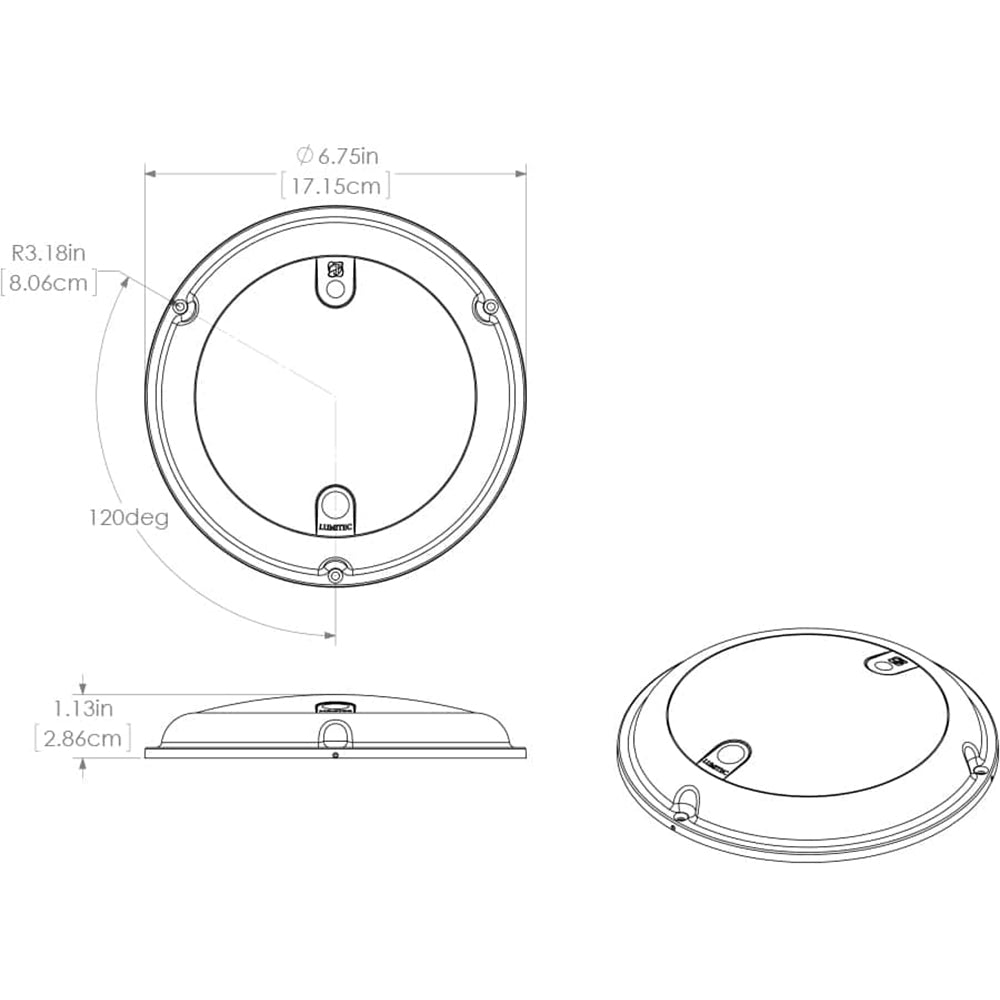 Lumitec TouchDome polished stainless steel dome light with white and red 2-color dimming, designed for interior or marine use