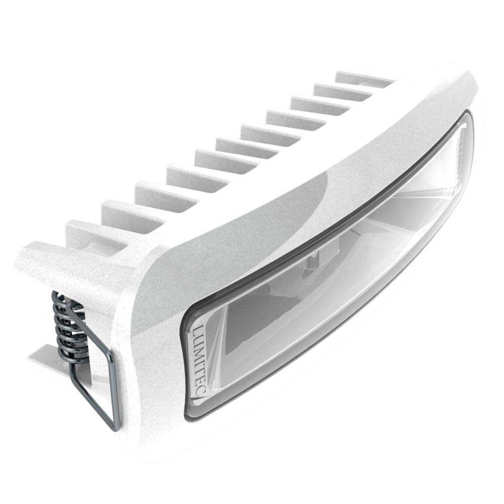Lumitec Capri3 Spreader Light in white housing with blue dimming, designed for flood and spread lighting applications.