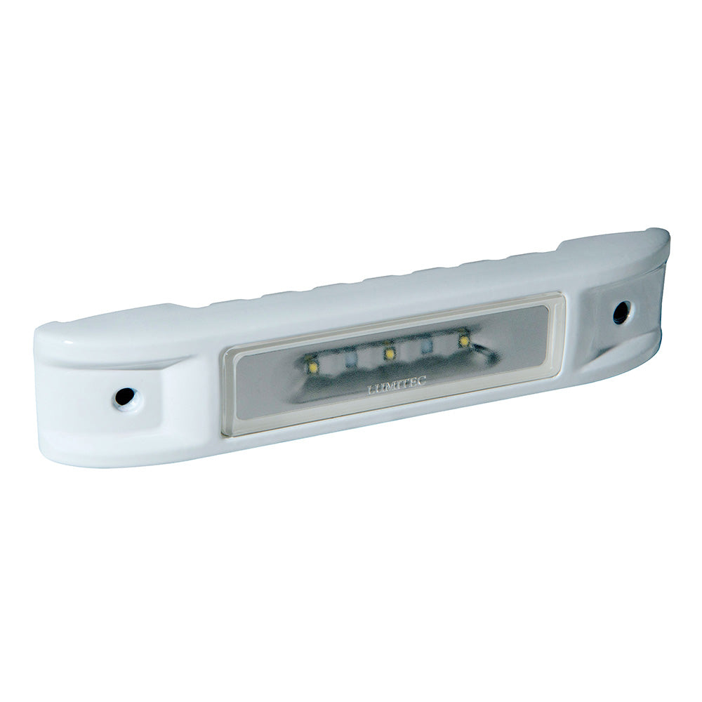 Lumitec Ibiza LED engine room floodlight in white finish, non-dimming, designed for engine spaces with bright, even illumination.