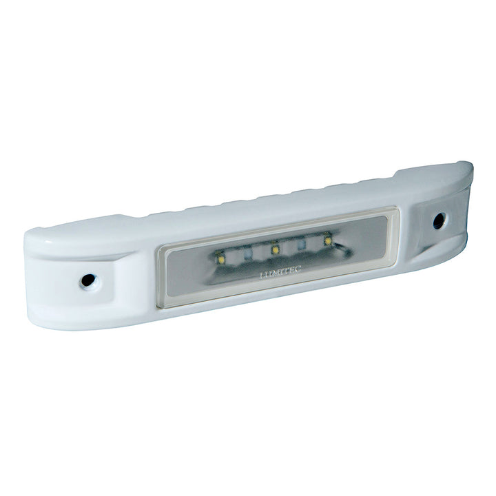 Lumitec Ibiza LED engine room floodlight in white finish, non-dimming, designed for engine spaces with bright, even illumination.