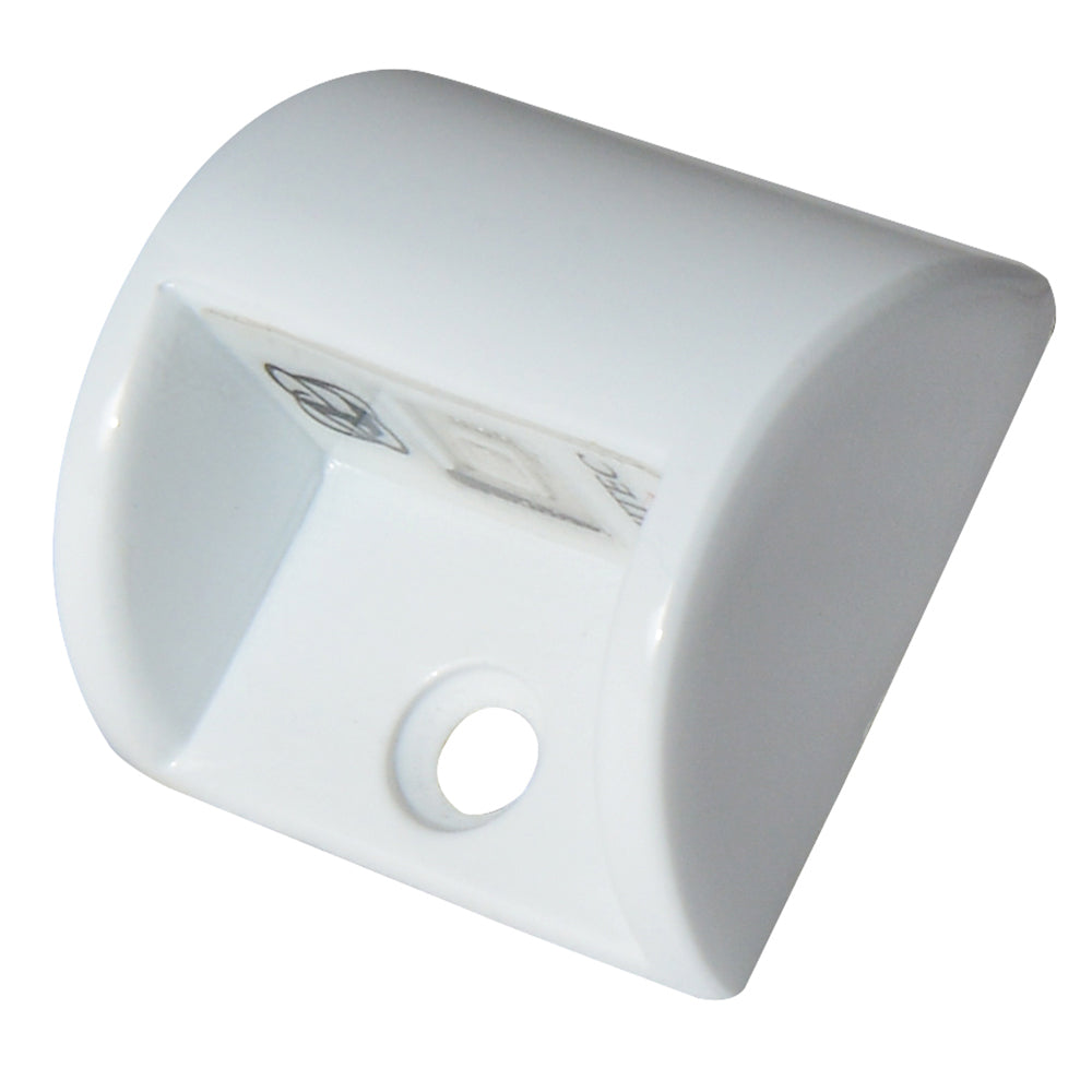 Lumitec Andros courtesy light with white powder coat finish, non-dimming interior courtesy light, mounted on a vehicle interior surface.