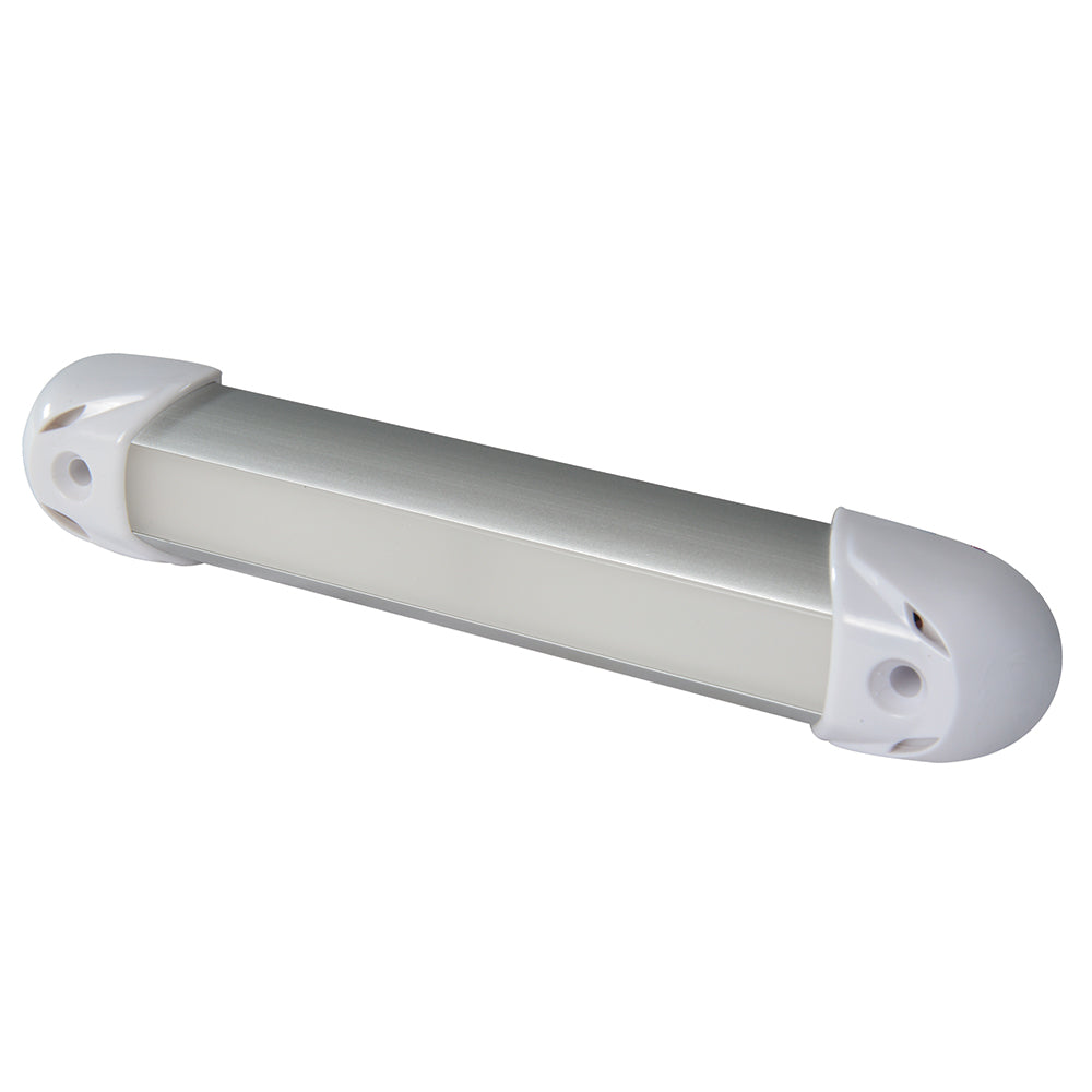 Lumitec MiniRail2 6-inch white interior courtesy light, non-dimming, with clear lens and mounting bracket for interior use