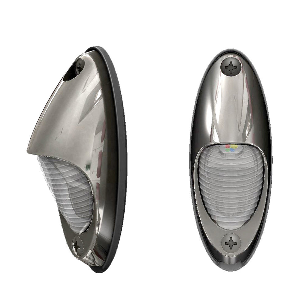 Lumitec Nautilus Piling Light with spectrum RGBW and warm white LED, stainless steel housing for interior or courtesy lighting.