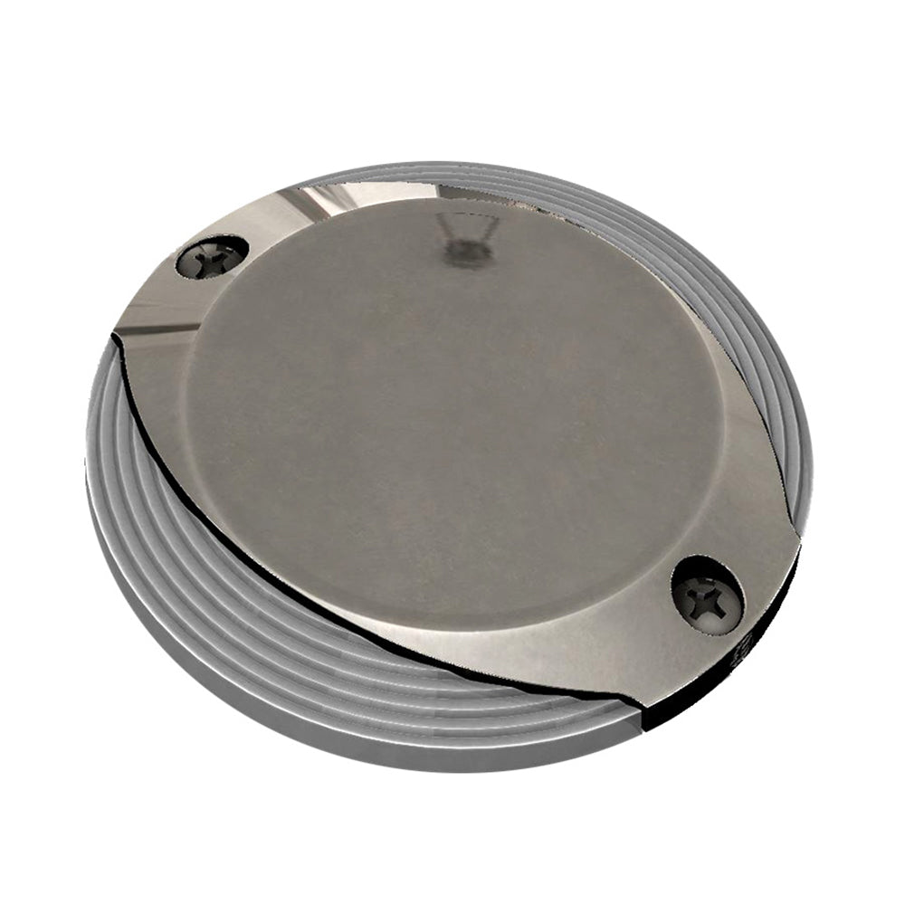 Lumitec Scallop Pathway Light in warm white with stainless steel housing, designed for interior or courtesy lighting.