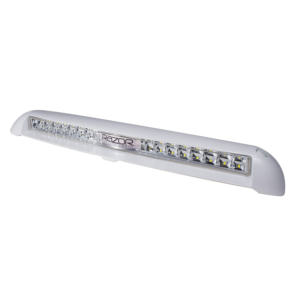 Lumitec Razor 18-inch flood light bar in white, designed for off-road and outdoor vehicle lighting.