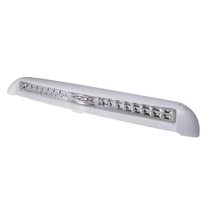 Lumitec Razor 18-inch flood light bar in white, designed for off-road and outdoor vehicle lighting.