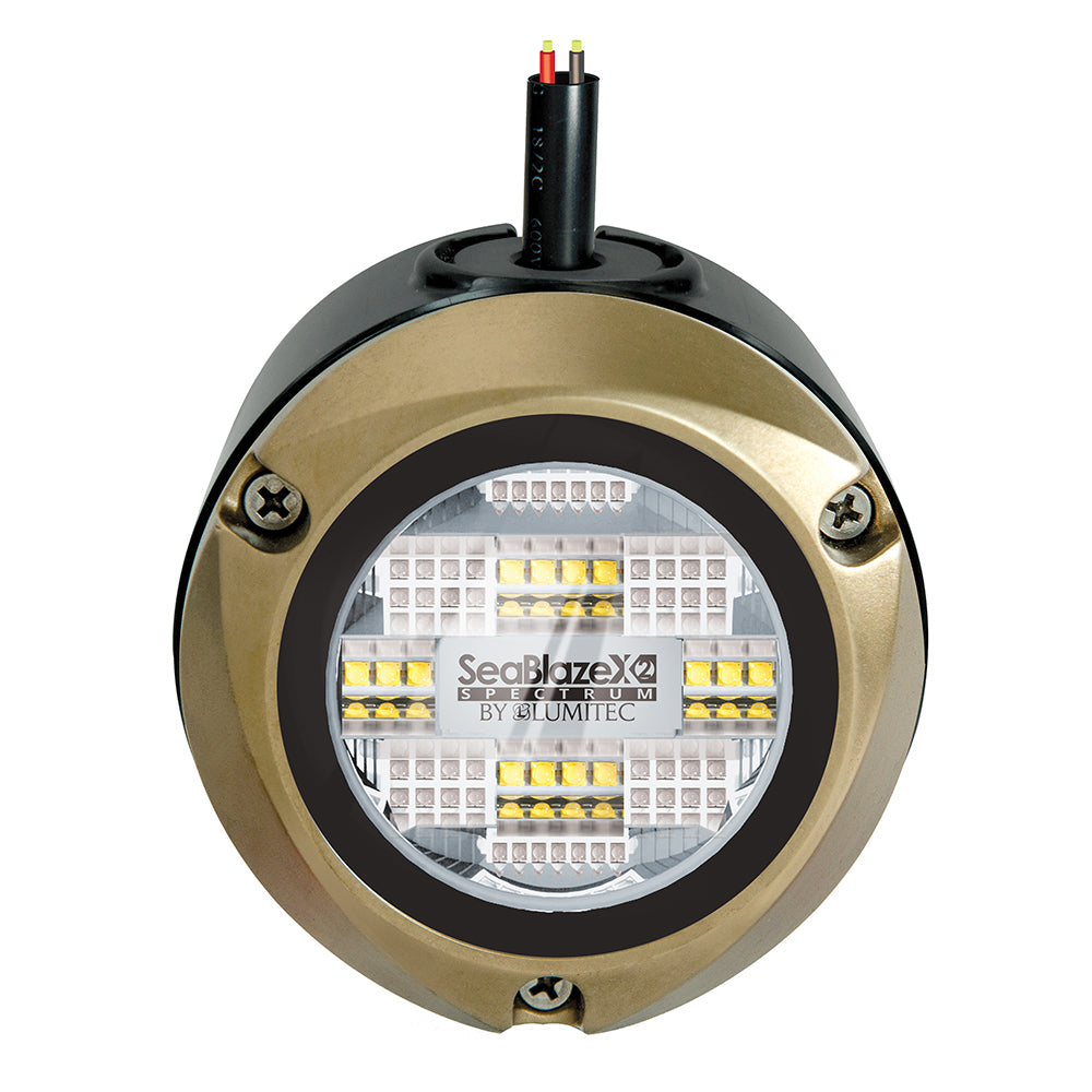 Lumitec Kraken underwater dock lighting system with spectrum RGBW, showing colorful LED lights underwater for marine illumination.