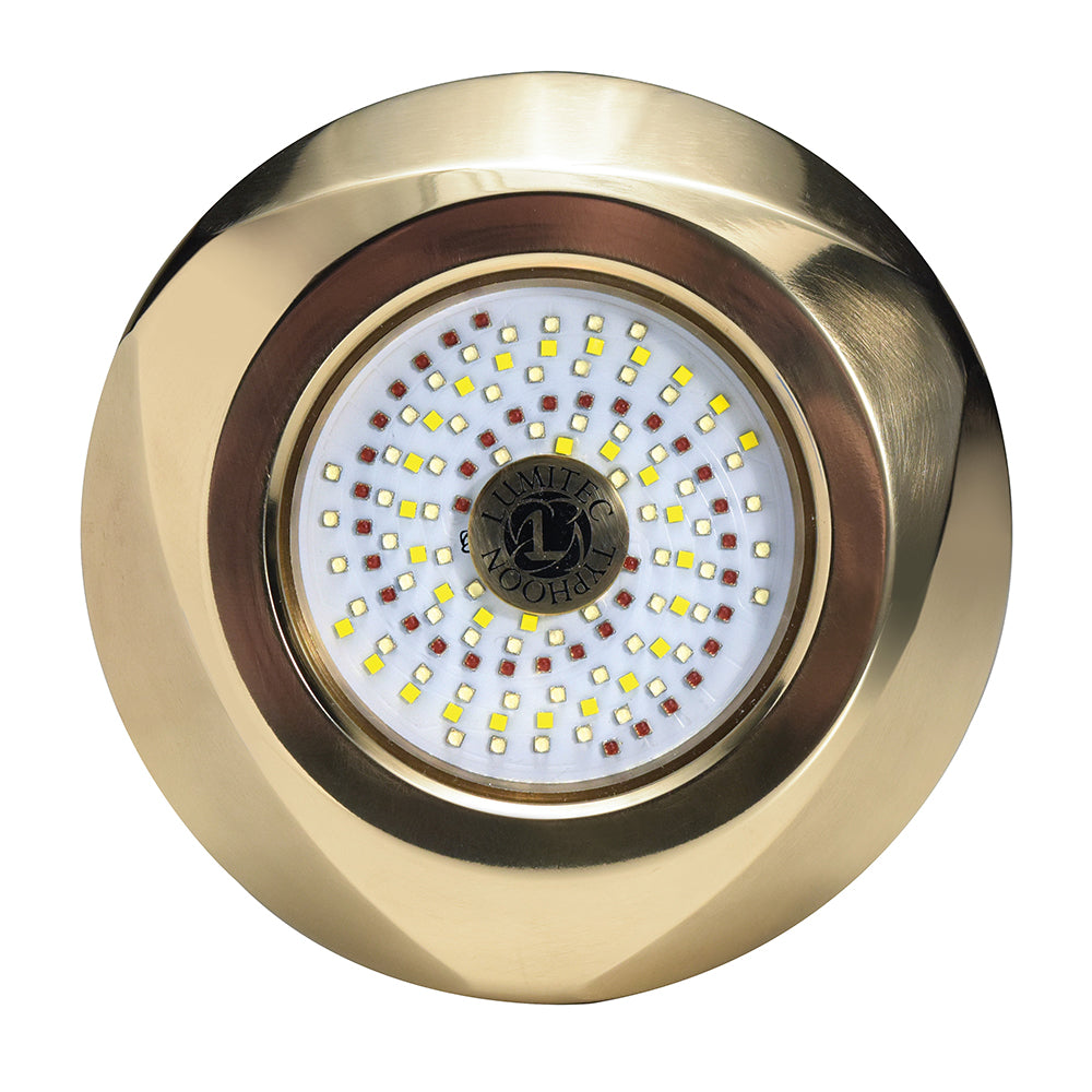 Lumitec SeaBlaze Typhoon underwater bronze thru-hull LED light with RGBW spectrum for marine lighting.