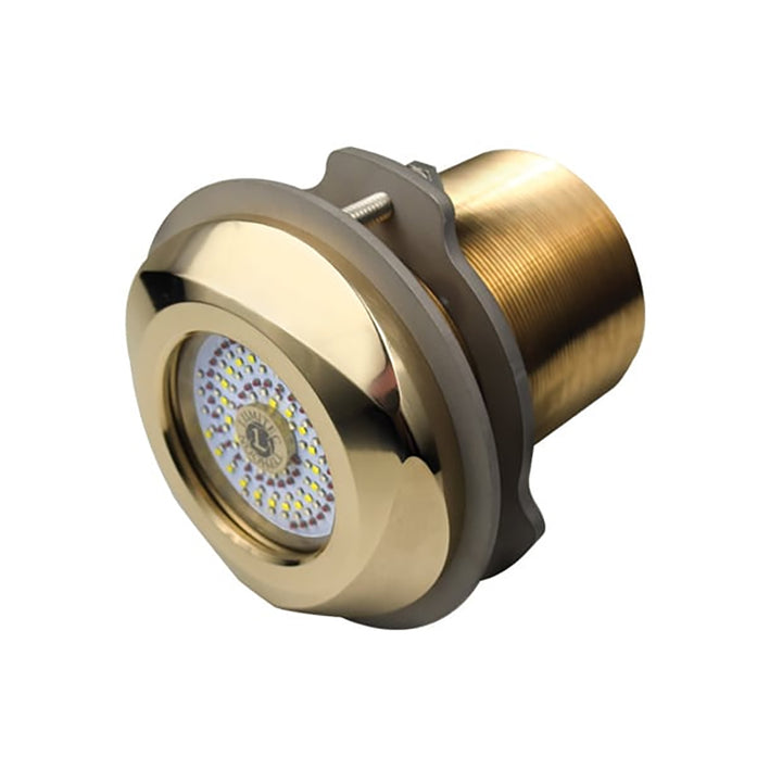 Lumitec SeaBlaze Typhoon underwater bronze thru-hull LED light showcasing RGBW spectrum for marine illumination.