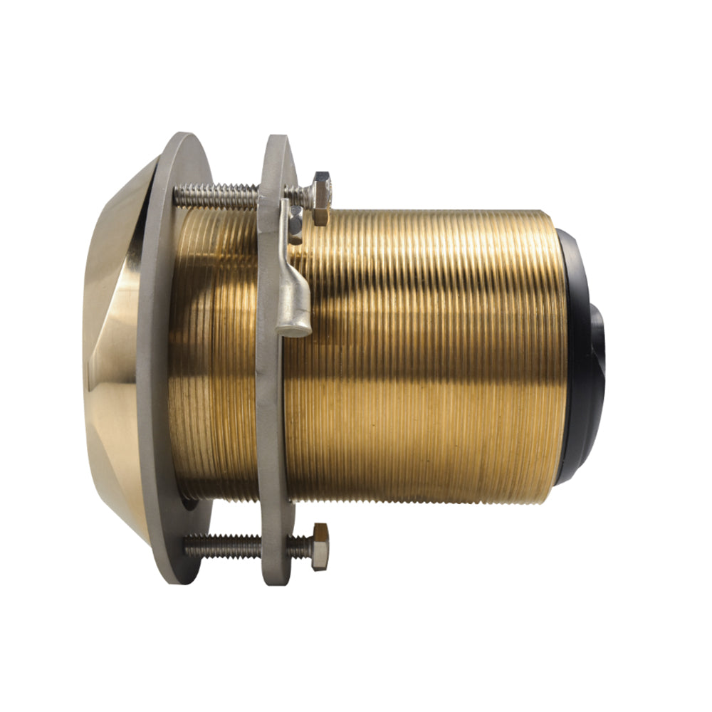 Lumitec SeaBlaze Typhoon underwater bronze thru-hull LED light with RGBW spectrum for marine lighting, shown installed on a boat