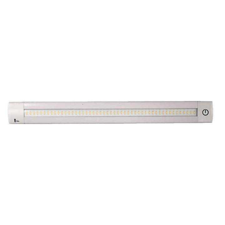 Lunasea Lighting 20-inch warm white linear LED interior courtesy light with built-in dimmer and switch, adjustable for ambiance.