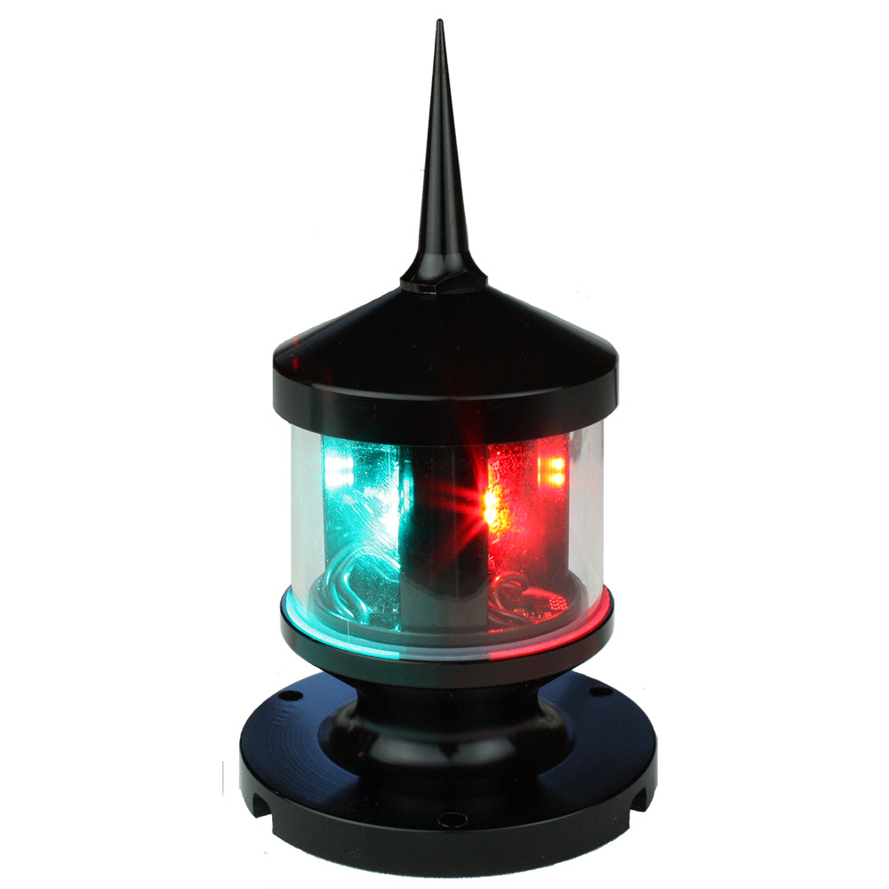 Lunasea Lighting Tri-Color Anchor Strobe LED Navigation Light showing red, green, and white lights for marine navigation.