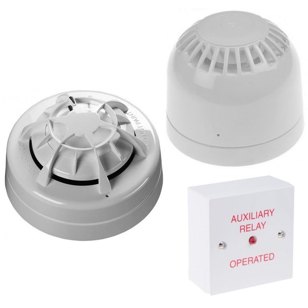 Maretron high-temperature smoke and heat detector kit with network cables and modules for marine safety systems.