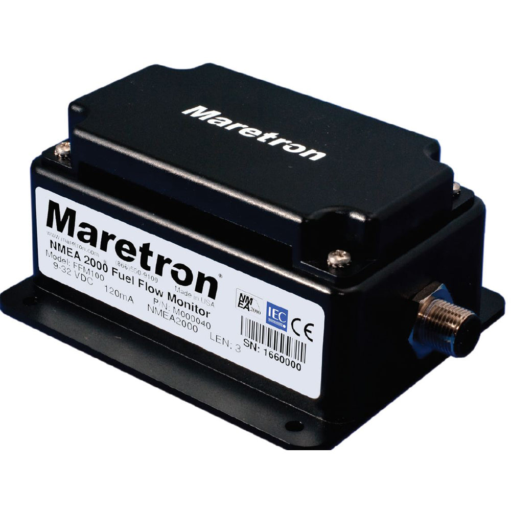 Maretron FFM100 Fuel Flow Monitor NMEA sensor with cables, used for monitoring marine fuel flow in NMEA 2000 systems.