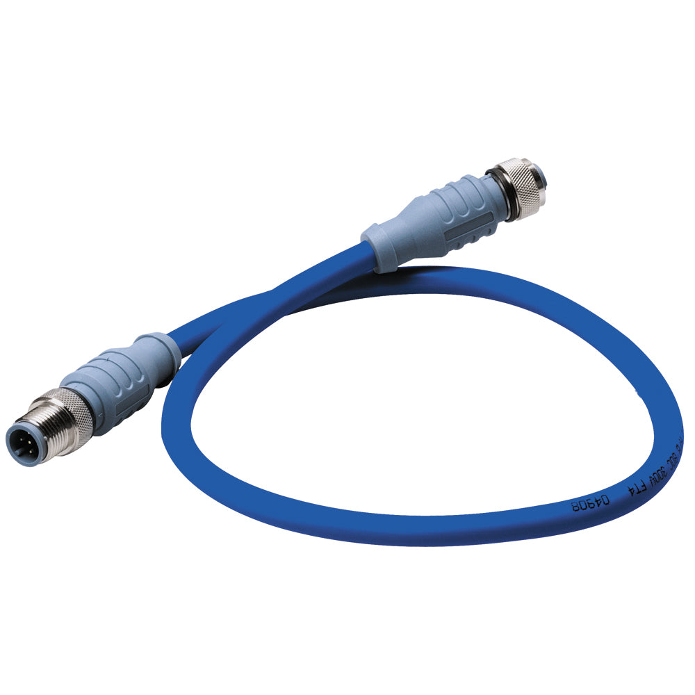 Blue Maretron Mid Double-Ended NMEA Cordset, 0.5 meters, for marine sensor connections and data transfer.