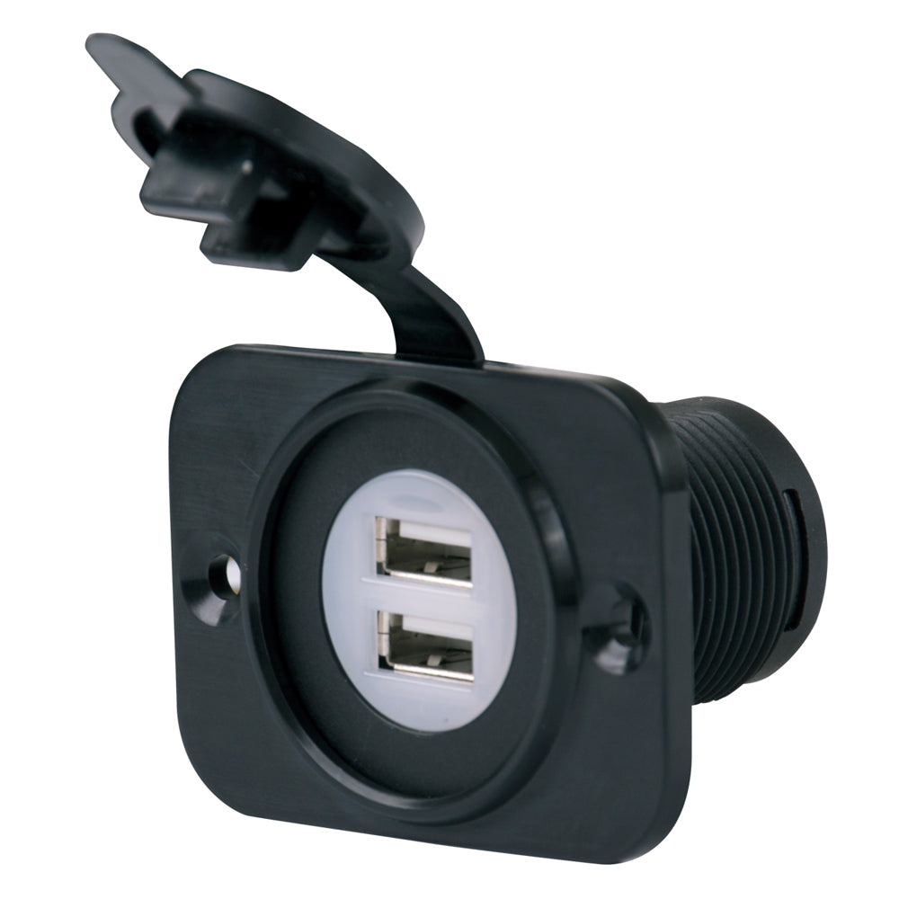 Marinco SeaLink Deluxe dual USB charger receptacle for marine accessories, featuring two USB ports and durable marine-grade design.