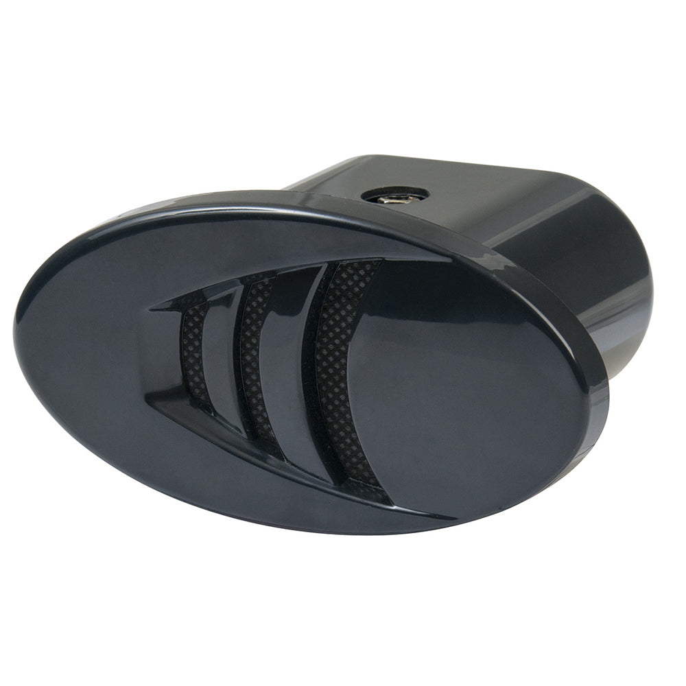 Marinco 12V Drop-In H Horn with black and white grills, marine horn for boats, durable metal construction, and easy installation