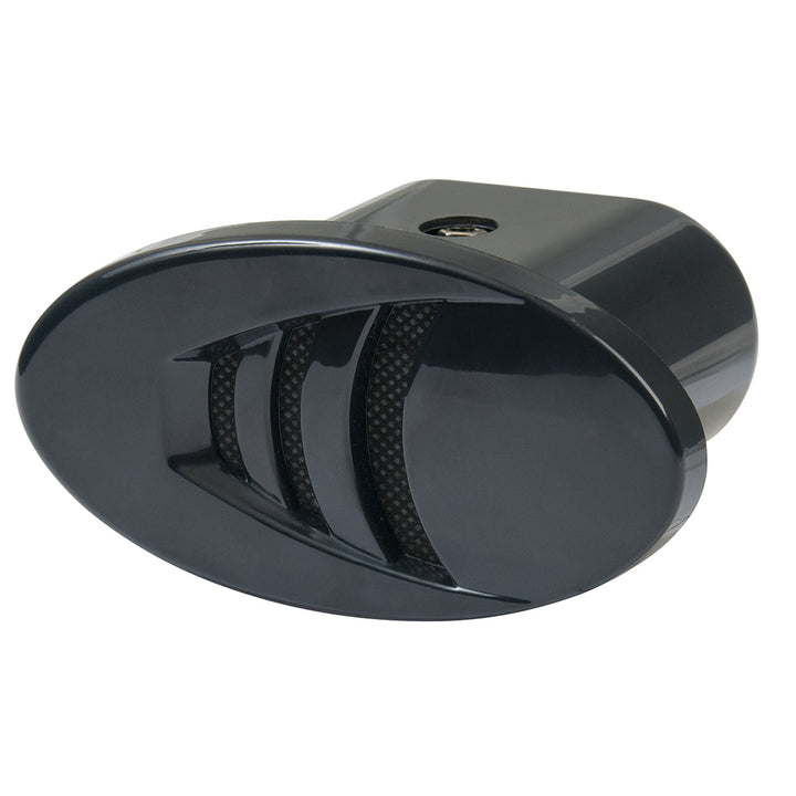 Marinco 12V Drop-In H Horn with black and white grills, marine horn for boats, durable metal construction, and easy installation