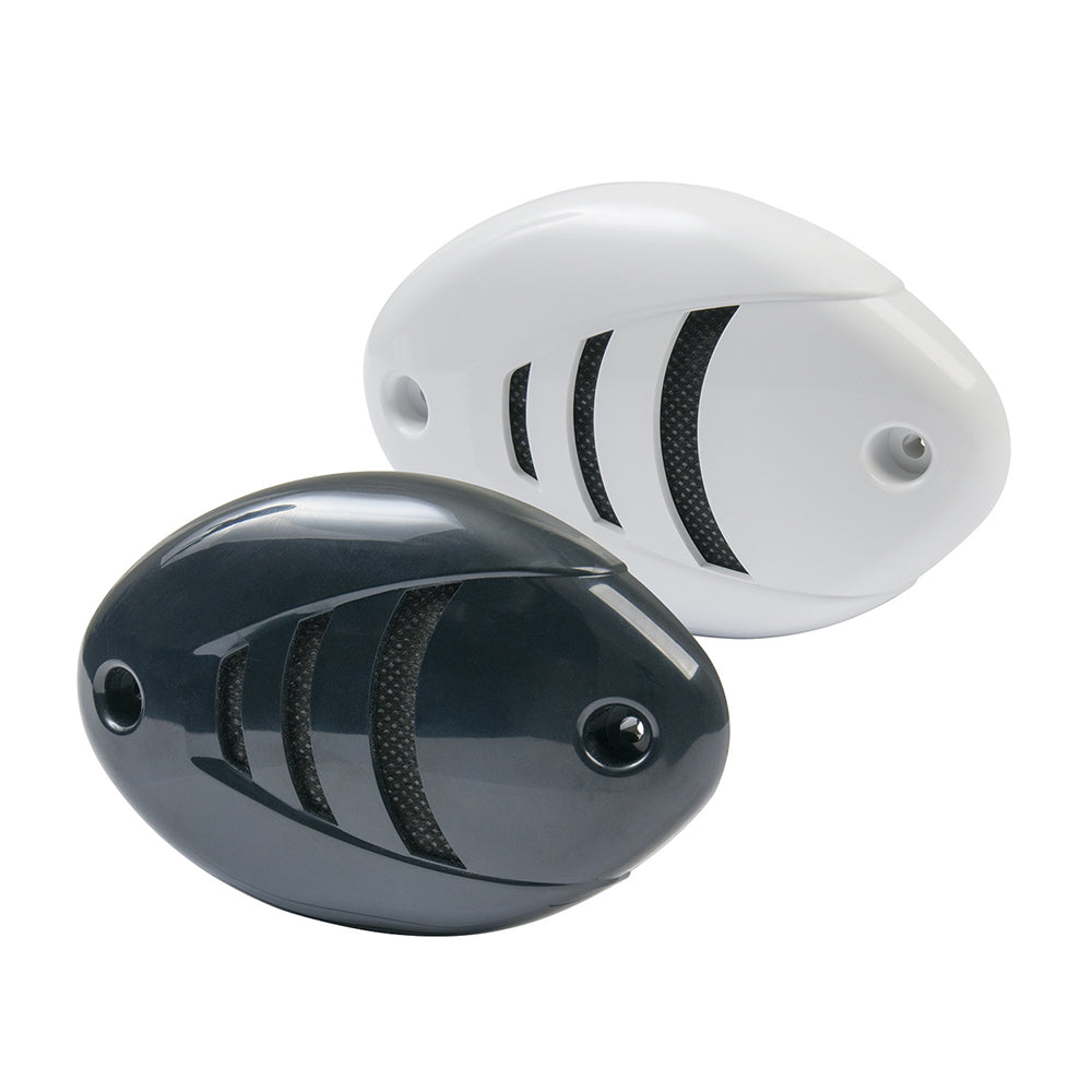Marinco 12V drop-in low profile horn with black and white grills, compact marine horn for boats