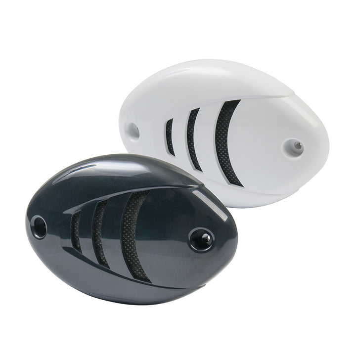 Marinco 12V drop-in low profile horn with black and white grills, compact marine horn for boats