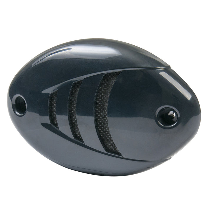 Marinco 12V drop-in low profile horn with black and white grills, designed for marine or vehicle use.
