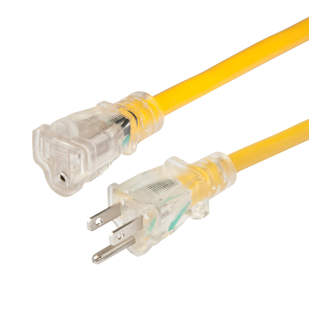 Marinco 14/3 lighted non-locking shore power extension cord, 50-foot length, 15A capacity for marine and RV use