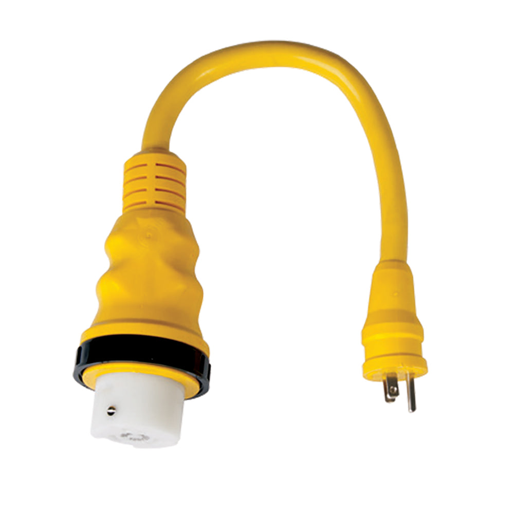 Marinco 15A to 50A shore power pigtail adapter for 125/250V, used for boat and RV electrical connections.