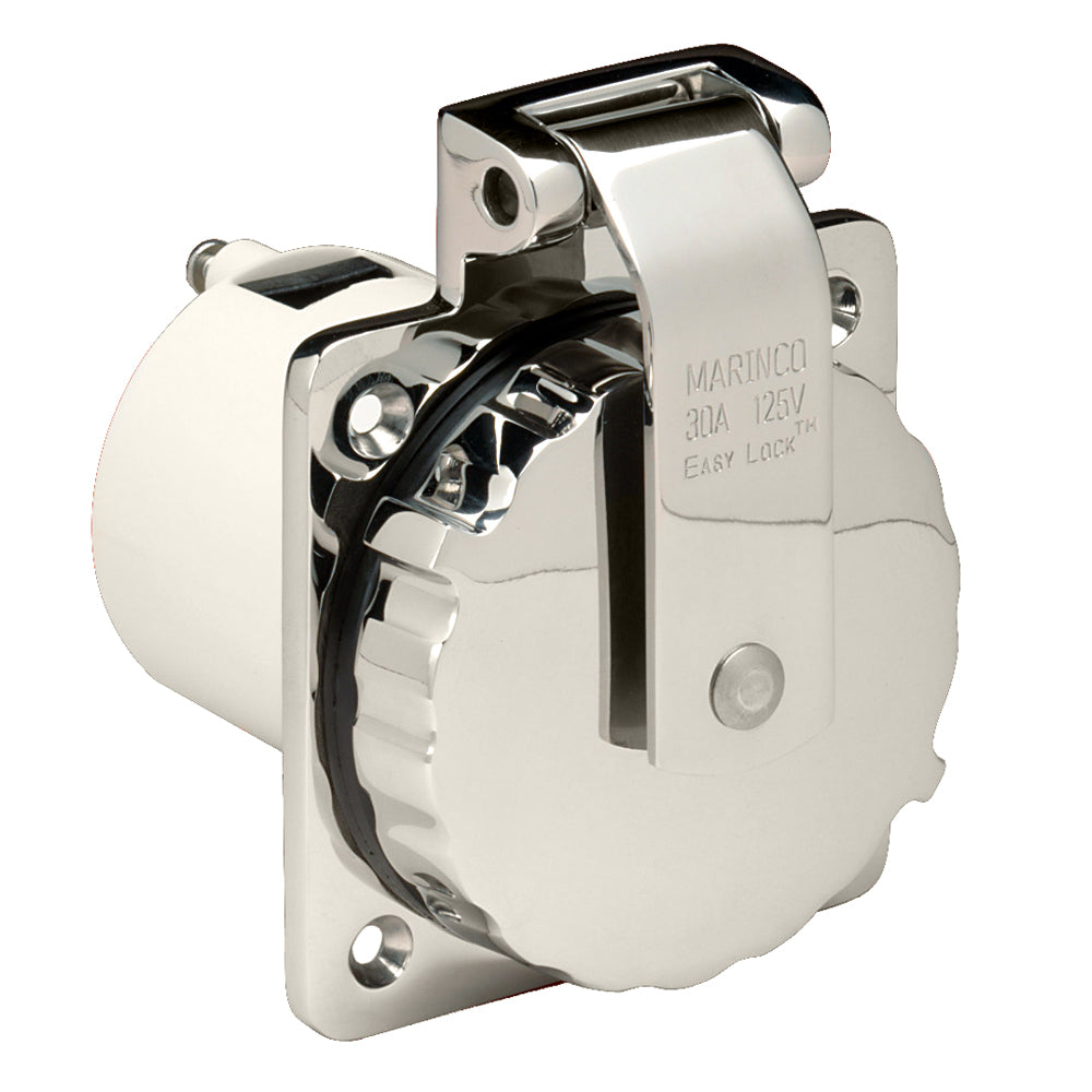 Marinco 303SSEL-B 30A stainless steel shore power inlet for 125V applications, durable marine-grade electrical connector.