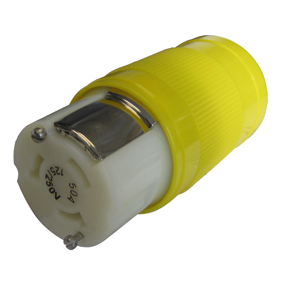 Marinco 50A 125/250V locking shore power connector with durable weather-resistant design and sturdy locking mechanism.